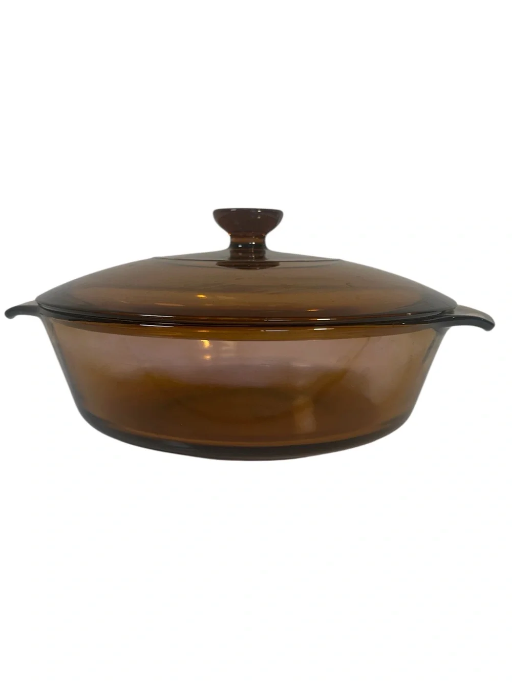 Vintage Anchor Hocking 1.5 Qt Rich Amber Glass Covered Casserole Dish.